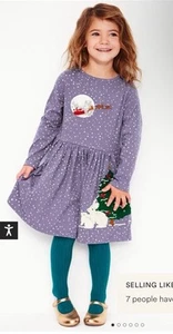 Mini Boden Appliqué Hem Jersey Dress Soft Starboard Blue Christmas Size 2-3 NWT - Picture 1 of 10
