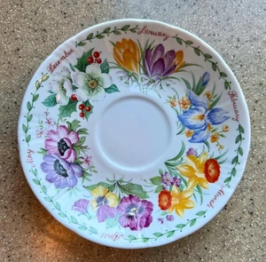 Vintage Roy Kirkham England 1997 Flowers of the Month Large Saucer ONLY - Picture 1 of 9