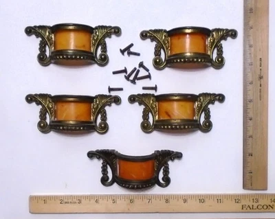 5 винтажных латунных металлических и бакелитовых выдвижных ящиков - Изображение 1 из 2