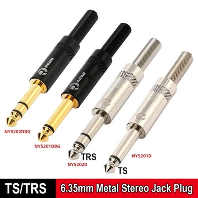 6.35mm 1/4 inch Metal Stereo Jack Plug/Strain Relief Guitar/Speaker Solder End - Image 1 of 4
