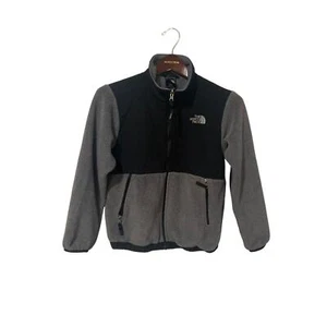 Boys North Face Denali Fleece Jacket, Gray and Black, Size 10/12, Medium #1128-V - Picture 1 of 6