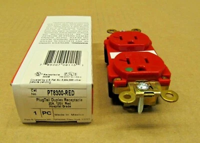 1 NUEVO EN CAJA PASS & SEYMOUR PT8300-RED PT8300RED ENCHUFE DÚPLEX RECEPTÁCULO 20AMP 125V Foto 1 de 4