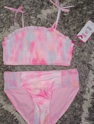 Biquíni Girls Justice tye dye smocked 2 peças tamanho 16/18 novo em folha  - Imagem 1 de 2