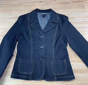 BISOU BISOU 11935 Women's Black Cotton Blend Stretch Denim Jacket, Size 10 - Picture 1 of 10