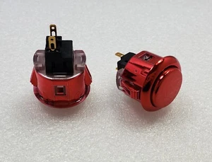 2 x Japan Sanwa Metallic Red Start Buttons OBSJ-24-JR Video Arcade Parts - Picture 1 of 4