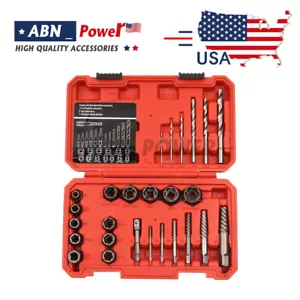 Screws Bolt Extractor Set W/Reverse Drill Bit Kit Lug Nut Extraction EZ Out 26p - Picture 1 of 10