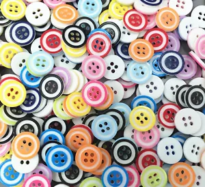 100pcs Mixed color Round 4-Holes Resin Sewing Buttons Fit Sewing 12mm - Picture 1 of 2