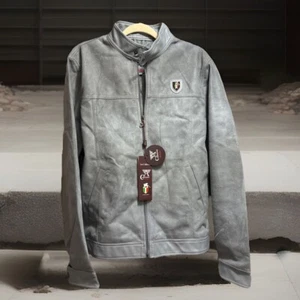 A COLLEZIONI Men’s Gray Faux Suede/Leather Trim Motorcycle Jacket XL NWT - Picture 1 of 17