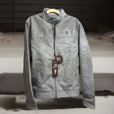 Chaqueta de motocicleta A COLLEZIONI gris imitación gamuza/cuero para hombre XL NUEVA CON ETIQUETAS Foto 1 de 4