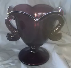 Fenton Vase Fisch Koi Griffe Amethyst lila Kompott - Bild 1 von 12