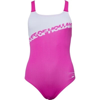 Speedo Womens Printed Medalist Swimsuit Pink/White Size 6/28 (Q27) - Image 1 of 3
