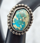 Old Pawn Vintage  Native American Sterling Turquoise Ring Size 5