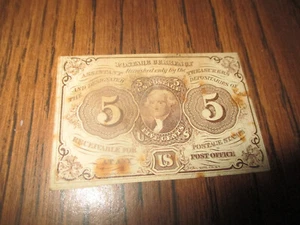 1862 FIVE CENTS U.S. FRACTIONAL/POSTAL CURRENCY SEE PICTURES - Picture 1 of 5