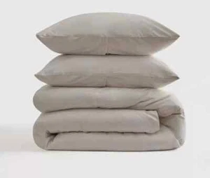 Quince Full/Queen Classic Organic Percale Light Gray Duvet Cover Set - Picture 1 of 8