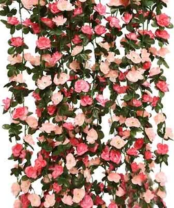 PARTY JOY 5pcs 41Ft Flower Garland Fake Rose Vine Artificial Flowers Decor Pink - Picture 1 of 9