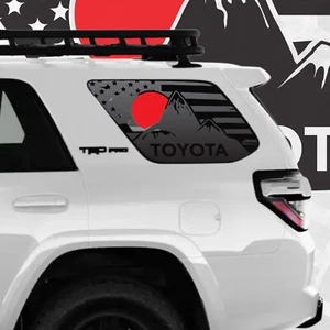Toyota 4Runner Rear Window Decal Sticker USA Flag Mountain Scene Red Sun - Bild 1 von 4