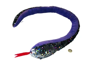Soft Toy Snake Draught Excluder Long Purple Sequin Stained - Picture 1 of 12