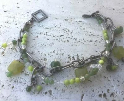 Silpada нефрит кристалл зеленый полудрагоценные камни серебро браслет B1248 - Изображение 1 из 4