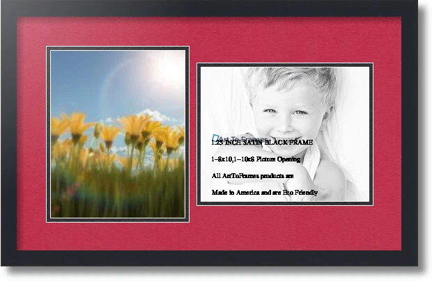 ArtToFrames Collage Mat Picture Photo Frame 2 8x10" Openings in Satin Black 107 - Image 1 of 1