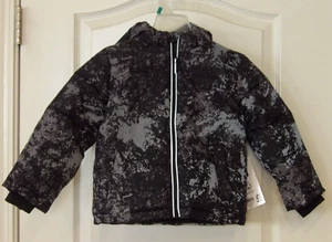 Member's Mark Log Sleeve Hooded Puffer Jacket Black /Gray Boys Sz. 3T NWT - Picture 1 of 3