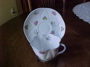 SHELLEY DAINTY FORGET ME NOT  PATTERN W BLUE TRIM CUP AND SAUCER - Picture 1 of 5