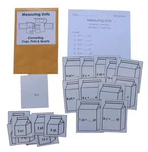 Von Lehrern hergestelltes Mathematik-Ressourcen-Center Spiel Messeinheiten Tassen, Pints & Quart - Bild 1 von 2