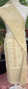 Lao Sinhໄຫມລາບ100% Waist27, Hip36, Length30.   Ready To Wear. Color Light Yellow - Picture 1 of 3