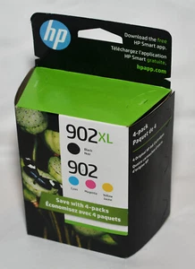 New Sealed Genuine! HP 902XL Black 902 Cyan Magenta Yellow 4 Pack Four (ink) - Picture 1 of 4