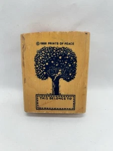 Prints Of Peace Bookplate Nameplate This Belongs To Customize Name Rubber Stamp - Picture 1 of 3