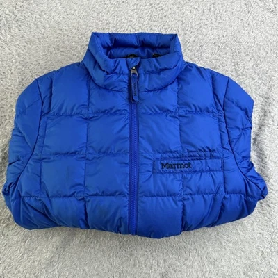 Chaqueta Marmot Niños Grande Azul Abajo Puffer Acolchada Cremallera Completa Aislada Ligera Foto 1 de 4