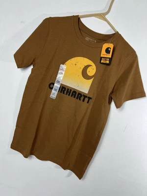 Nova Camiseta Carhartt Meninos M 10/12 Logotipo Marrom Gola Redonda Manga Curta V8 - Imagem 1 de 4
