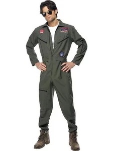 Smiffys Men's Deluxe Top Gun Maverick Aviator Adult Costume 1980s Army, Medium - Picture 1 of 14