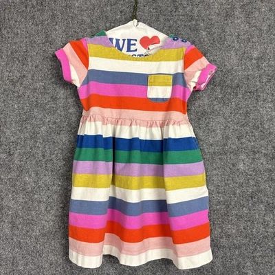 Mini Boden Girls Toddler Dress size 2- 3 Yrs Striped  Rainbow Jersey Pockets - Image 1 of 4