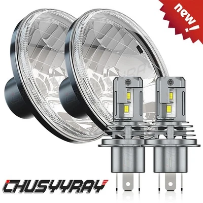 Faros LED redondos de 7 pulgadas H4 haz alto/bajo para Plymouth Barracuda Cuda Duster 340 Foto 1 de 4