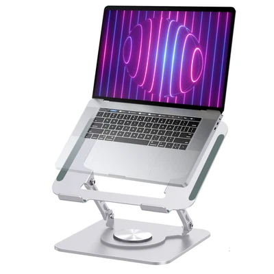 Silver Laptop Stand for Desk with 360 Rotating Base Compatible - Image 1 of 4