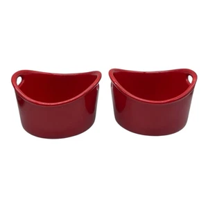 Juego de 2 platos Rachel Ray rojos pequeños Ramekin con asas 10 OZ G014 - Imagen 1 de 10