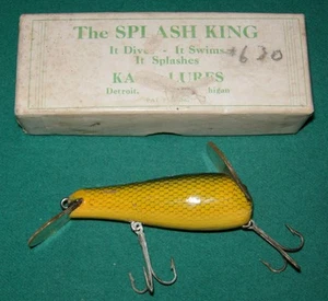 Scarce Wood Antique Boxed Splash King Fishing Lure Detroit Michigan Made - Picture 1 of 8