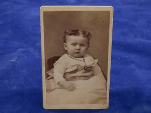 Smith & Bousley CDV Photo Salem MA Chubby Child Bead Necklace Pendant Curls - Picture 1 of 2