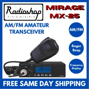 MIRAGE MX-25 AM/FM Radio, Amateur Transceiver w/ NB/ANL, RF Power, Auto Squelch - Picture 1 of 7
