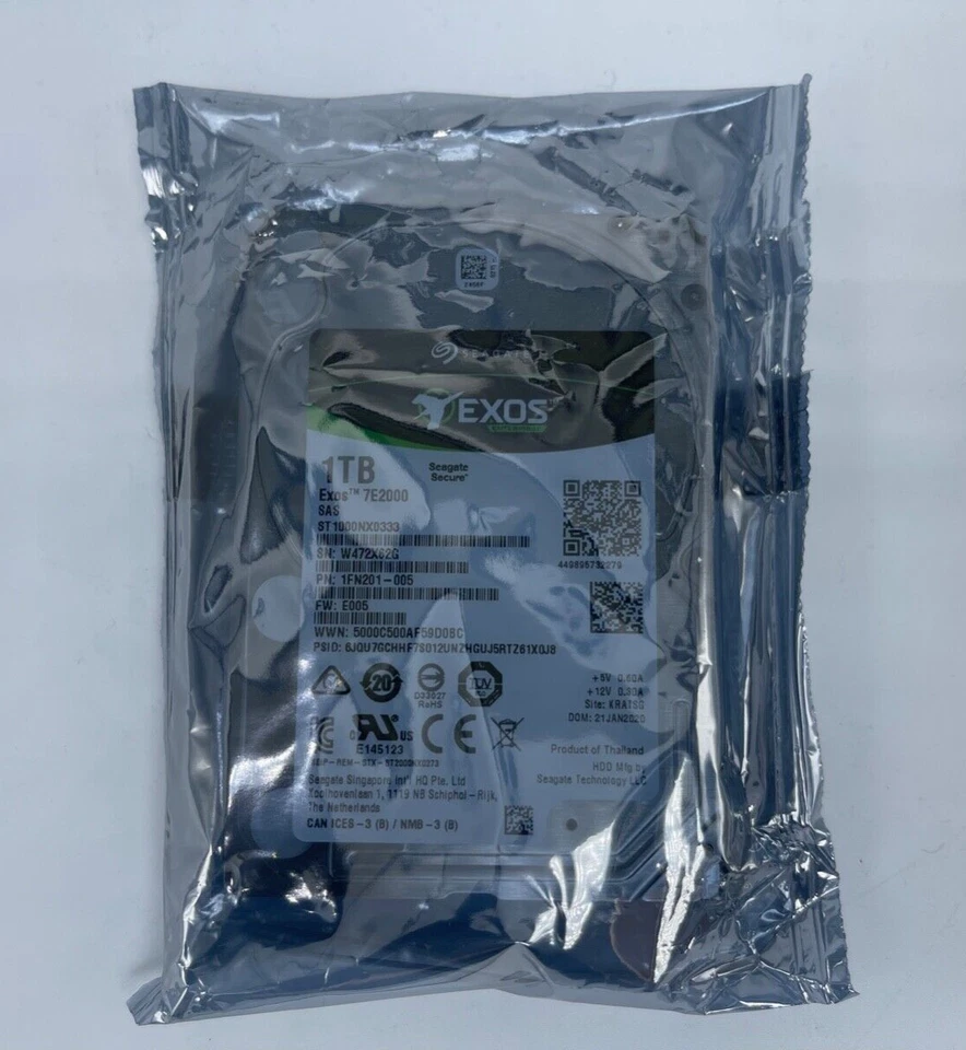 NEW!!! Seagate Enterprise Exos 7E2000 1 TB ST1000NX0333 2.5 SAS PN 1FN201-005 - Image 1 of 2