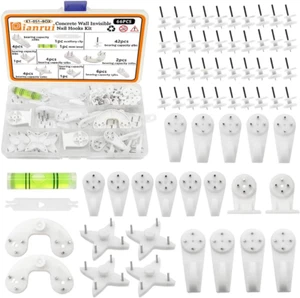 66PCS Concrete Wall Hooks Kit - Invisible Nail Wall Screw Hangers - Non-Trace - - Picture 1 of 6