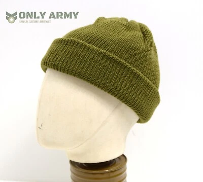 NEW Original US Army Watch Cap Winter Hat Jeep Cap 1942 Olive Khaki Wool Beanie - Image 1 of 4