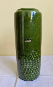 Grüne Vintage Blumenvase aus Keramik Scheurich Europ Line aus den 1970'ern - Bild 1 von 5