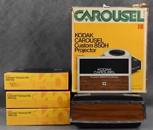 Kodak Carousel 850H Projector 3 Slide Trays, Box & Manual, Lights Up, Untested - Picture 1 of 24