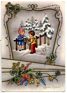 Lucky Xmas Childrens Snow Christmas PC Circa 1940 Italy - Picture 1 of 1