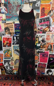 Vtg 90s Black Red Gold Metallic All That Jazz Bodycon Homecoming Dress XS - Picture 1 of 13