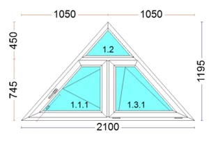 Dreiecksfenster 2 fach Funktionsglas warme Kante VEKA Profil - Bild 1 von 2