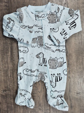 Baby Boy Clothes Nwot Carter's Newborn Ribbed Blue Safari Animals Footed Outfit