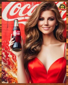 Coca-Cola - Coke - Soda - Beautiful Lady - 1990s - Metal Sign 11 x 14 - Picture 1 of 4