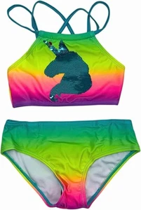 GO COCO Girls’ 2-Piece Unicorn Swimsuit Size , 4, 5-6, 6X, 7, 8-10, 12-14, 16 - Picture 1 of 1